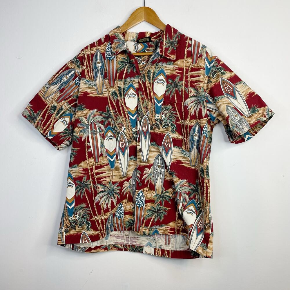 Royal Creations Vintage Hawaiian Tropical Surfboard Aloha Button Up Shirt men XL